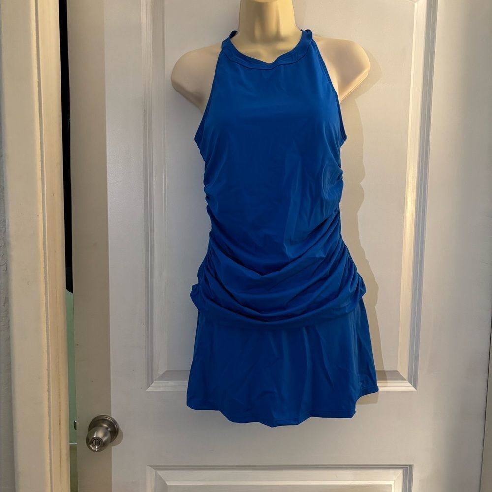 Denim & Co Beach Halter Tankini W/ Skirt Sz 8